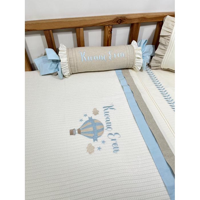 Pike takımı 5 parça krem örgü pike - bej isviçre keten 28