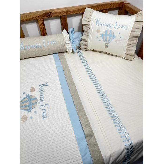 Pike takımı 5 parça krem örgü pike - bej isviçre keten 28