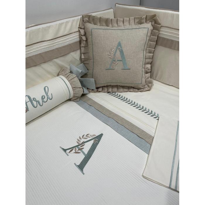 Pike takımı 5 parça krem fitilli pike - bej isviçre keten 13