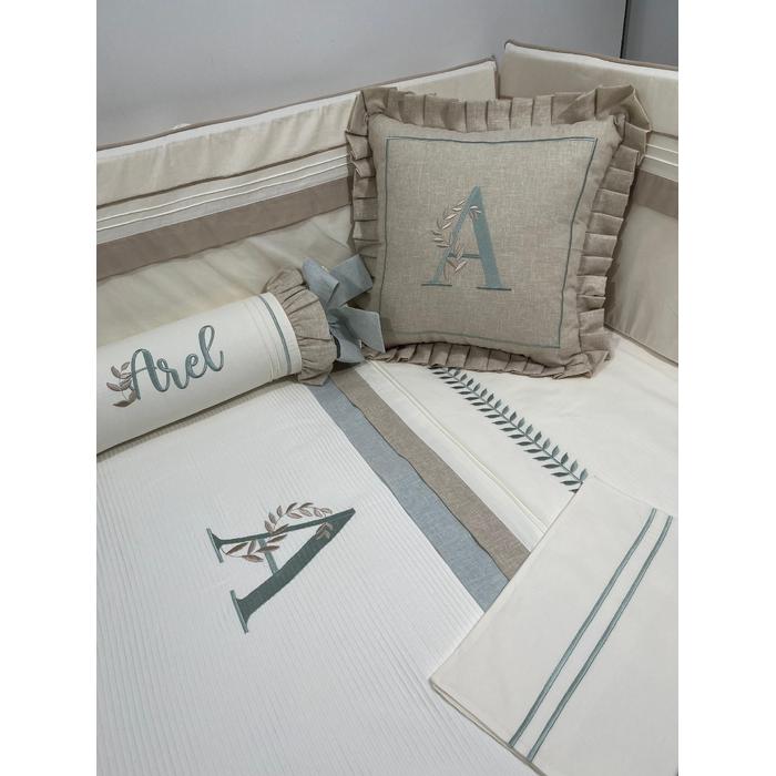 Pike takımı 5 parça krem fitilli pike - bej isviçre keten 13