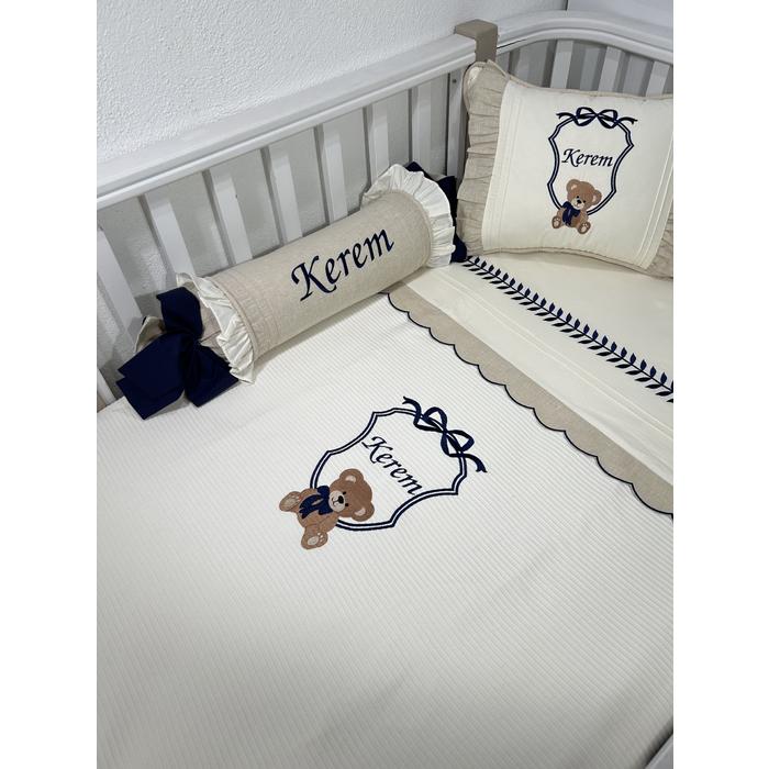 Pike takımı 5 parça krem fitilli pike - bej İsviçre keten 17