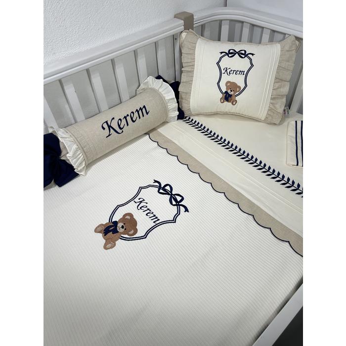 Pike takımı 5 parça krem fitilli pike - bej İsviçre keten 17