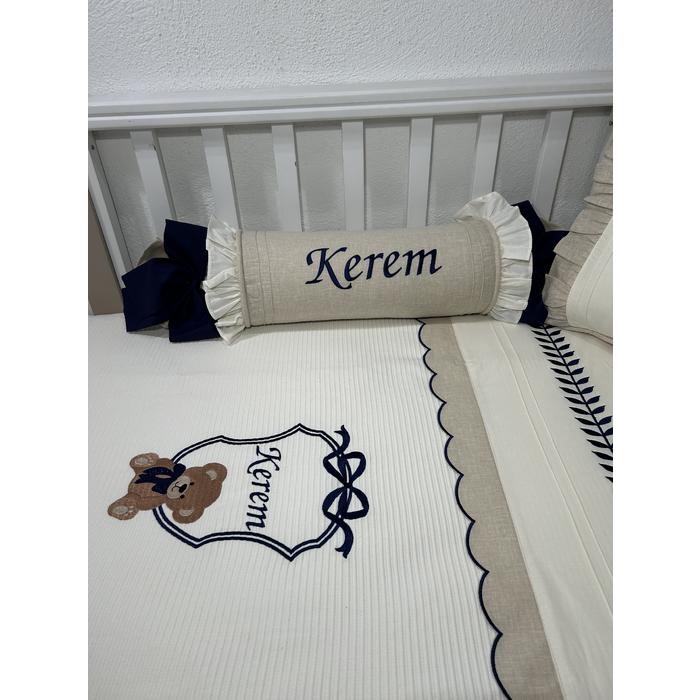 Pike takımı 5 parça krem fitilli pike - bej İsviçre keten 17