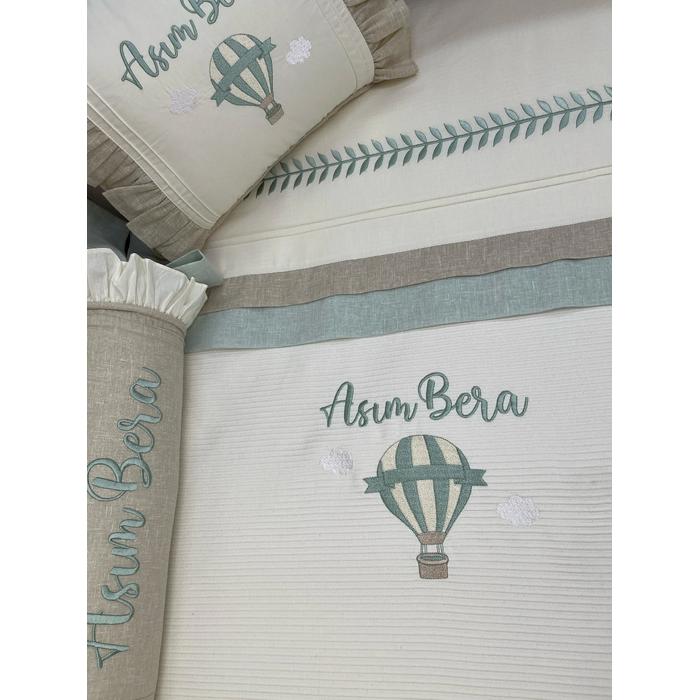 Pike takımı 5 parça krem fitilli pike - bej isviçre keten 2