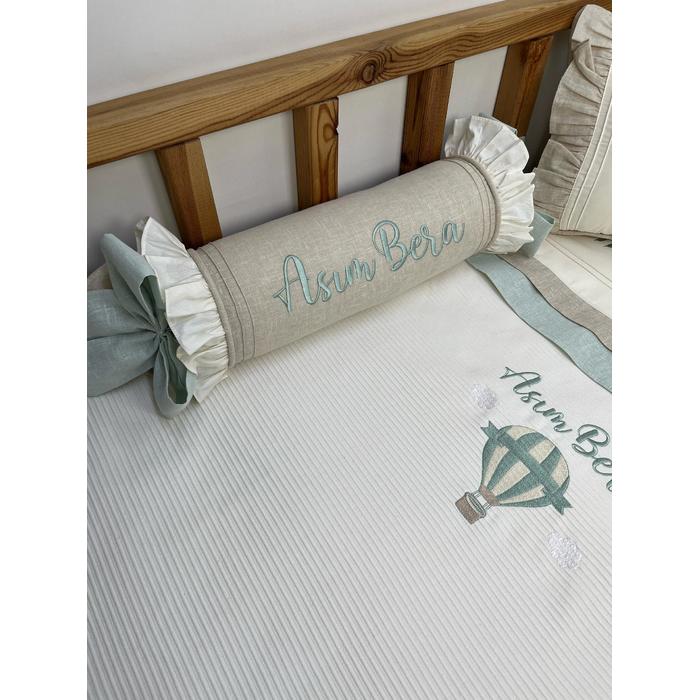 Pike takımı 5 parça krem fitilli pike - bej isviçre keten 2