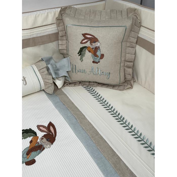 Pike takımı 5 parça krem fitilli pike - bej isviçre keten 3