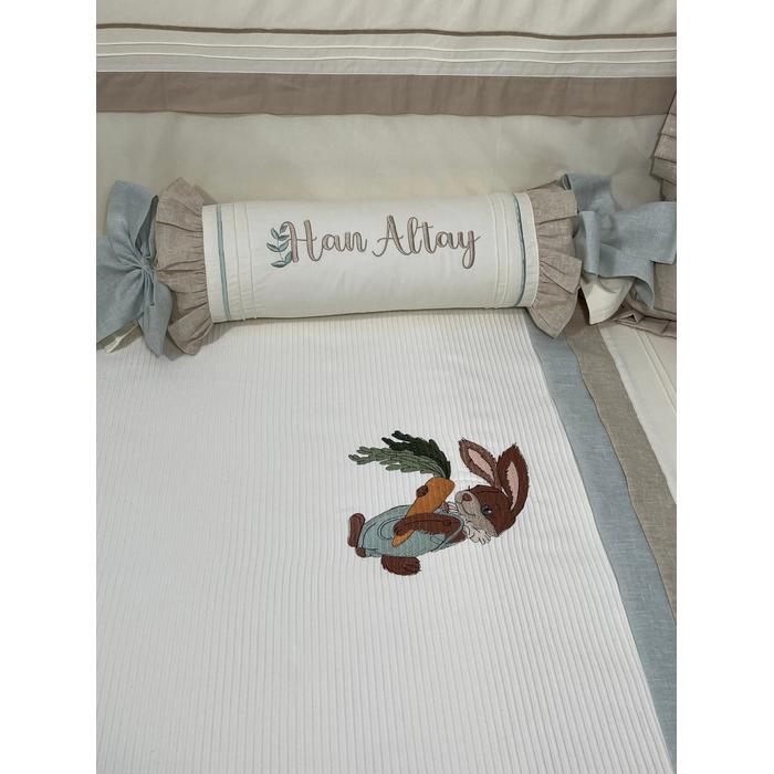 Pike takımı 5 parça krem fitilli pike - bej isviçre keten 3