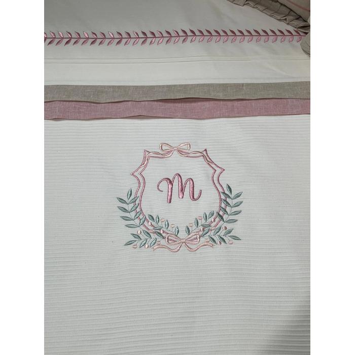 Pike takımı 5 parça krem fitilli pike - bej isviçre keten 4