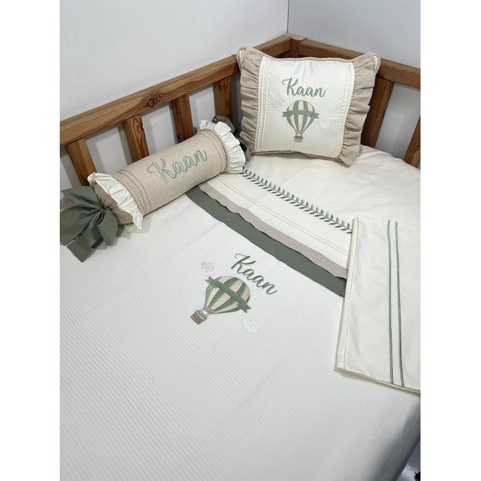 Pike takımı 5 parça krem fitilli pike - bej isviçre keten 7