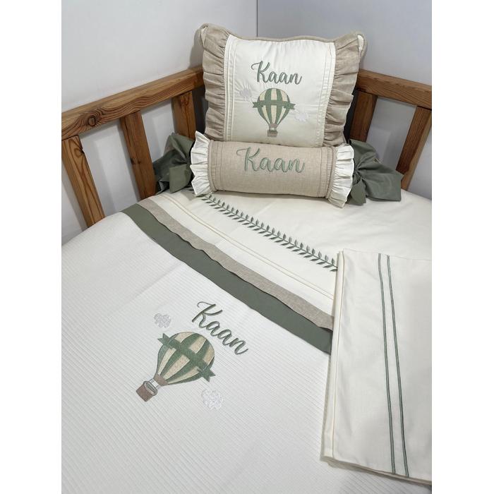 Pike takımı 5 parça krem fitilli pike - bej isviçre keten 7