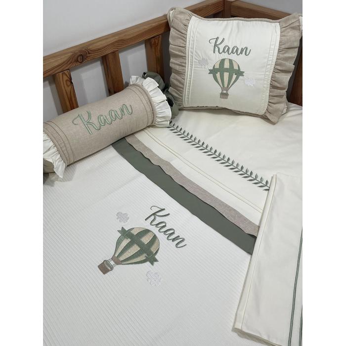 Pike takımı 5 parça krem fitilli pike - bej isviçre keten 7