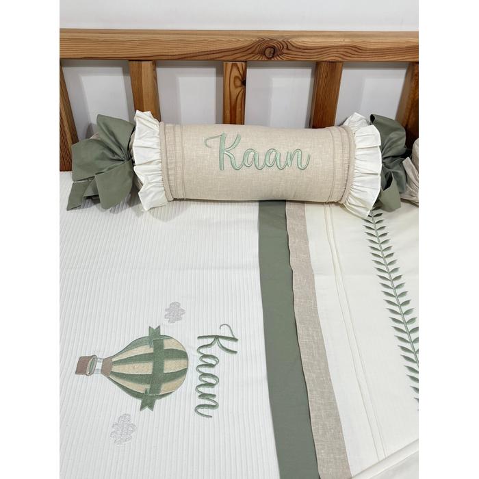 Pike takımı 5 parça krem fitilli pike - bej isviçre keten 7