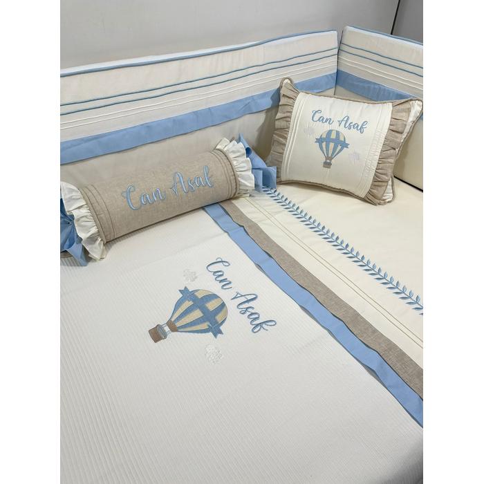 Pike takımı 5 parça krem fitilli pike - bej isviçre keten 8