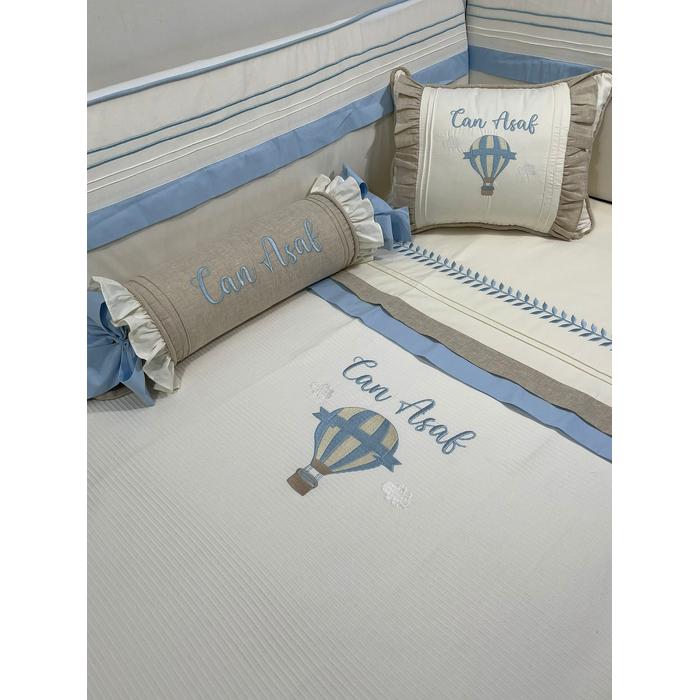 Pike takımı 5 parça krem fitilli pike - bej isviçre keten 8