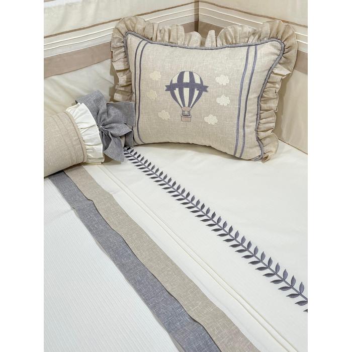 Pike takımı 5 parça krem fitilli pike - bej isviçre keten 9