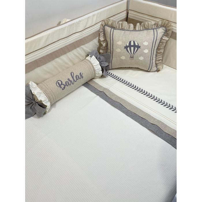 Pike takımı 5 parça krem fitilli pike - bej isviçre keten 9