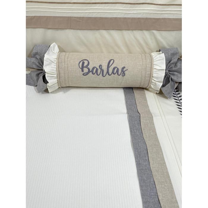 Pike takımı 5 parça krem fitilli pike - bej isviçre keten 9