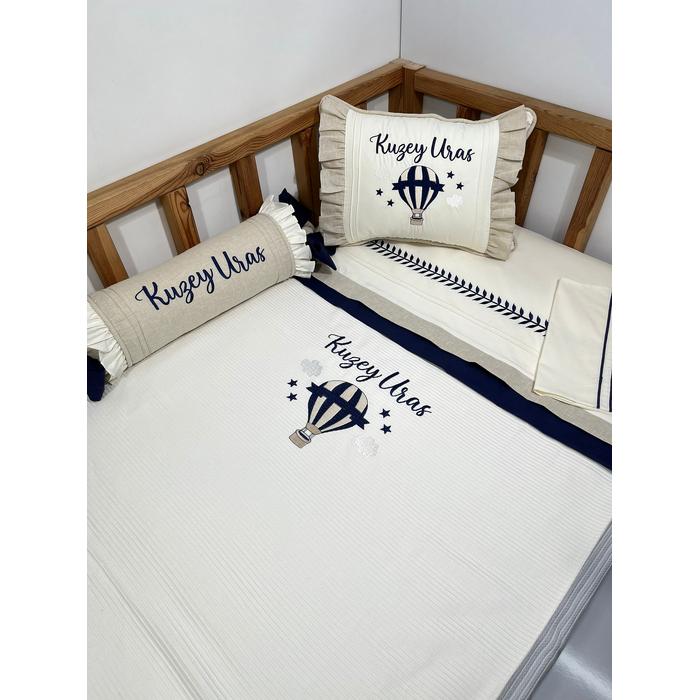 Pike takımı 5 parça krem fitilli pike - bej isviçre keteni 11