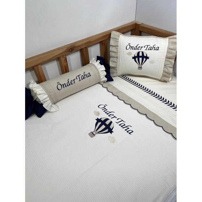 Pike takımı 5 parça krem fitilli pike - bej isviçre keteni 15