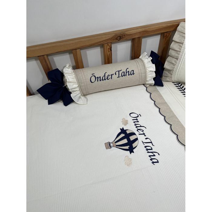 Pike takımı 5 parça krem fitilli pike - bej isviçre keteni 15