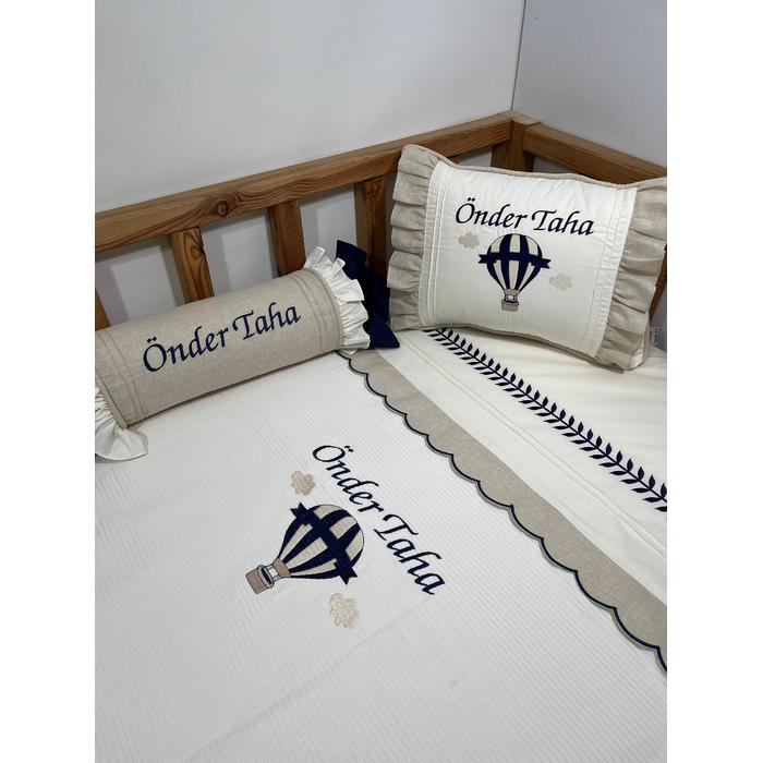 Pike takımı 5 parça krem fitilli pike - bej isviçre keteni 15