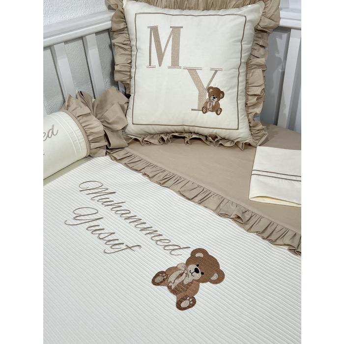 Pike takımı 5 parça krem fitilli pike - bej poplin 2