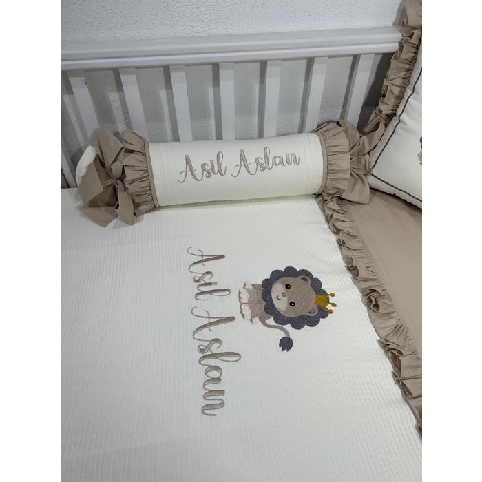 Pike takımı 5 parça krem fitilli pike - bej poplin