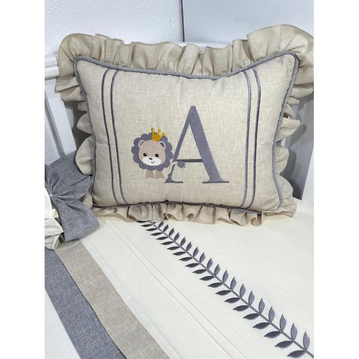 Pike takımı 5 parça krem fitilli pike - bej ve gri isviçre keteni