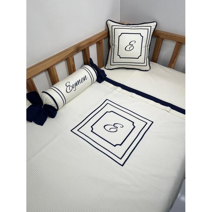 Pike takımı 5 parça krem fitilli pike - krem poplin