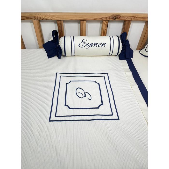 Pike takımı 5 parça krem fitilli pike - krem poplin