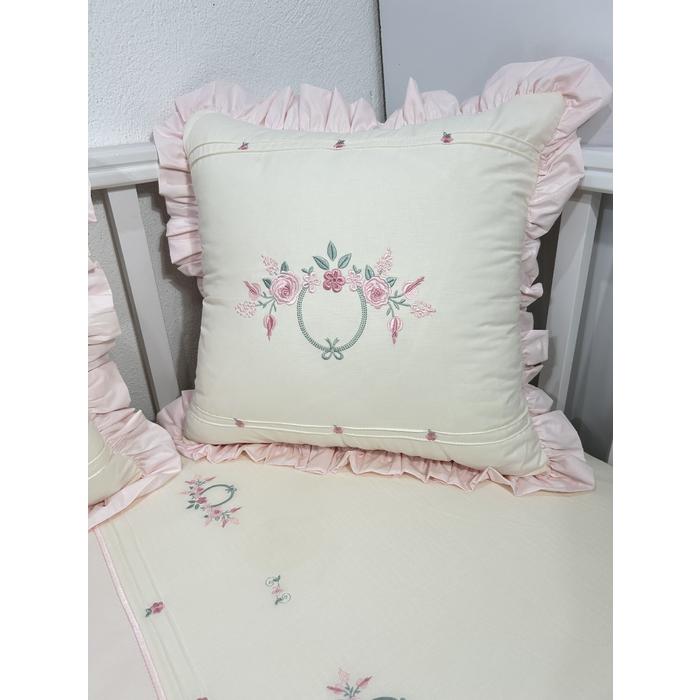 Pike takımı 5 parça krem fitilli pike - pudra poplin