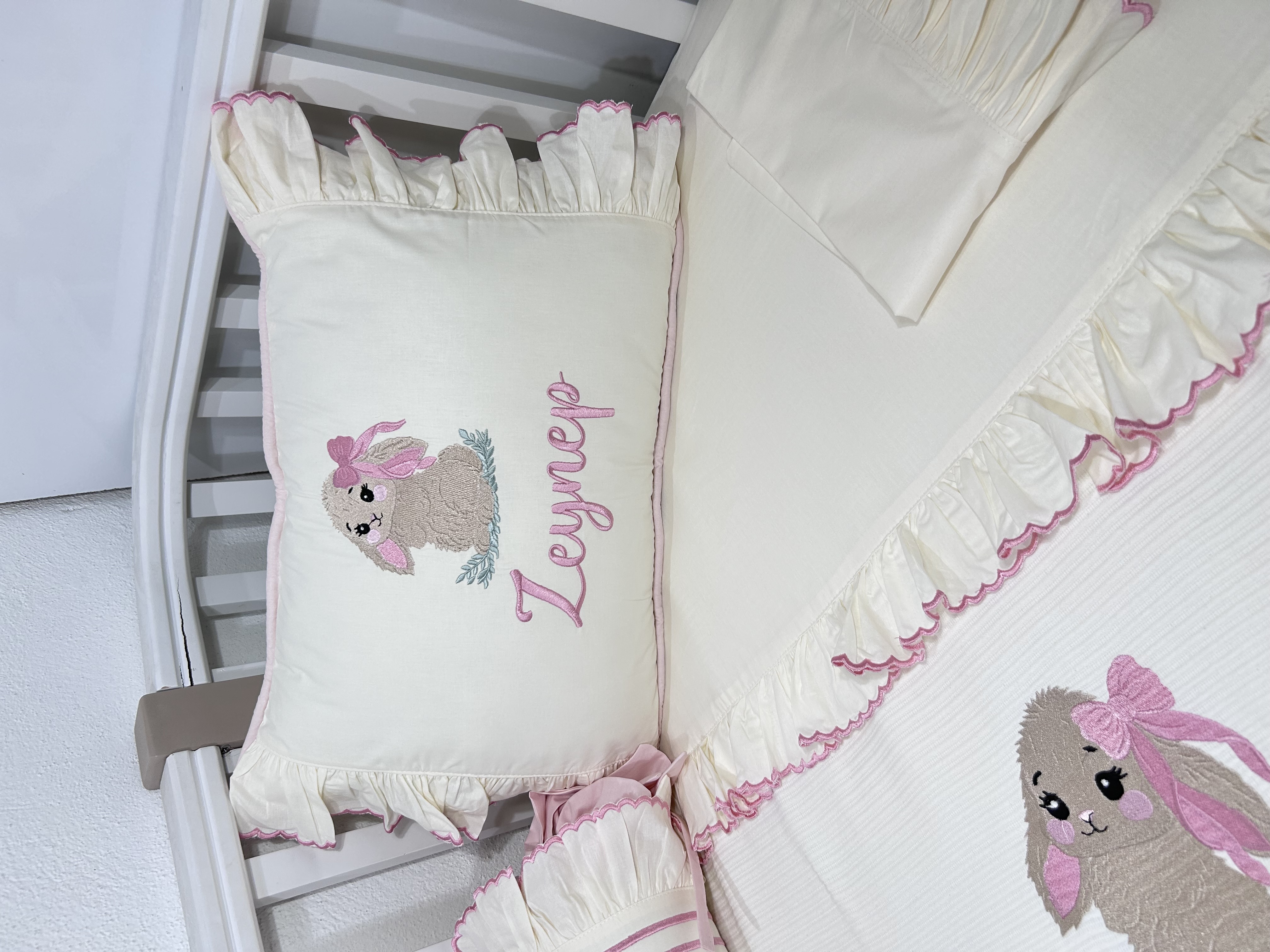 Pike takımı 5 parça krem fitilli pike - krem poplin 2