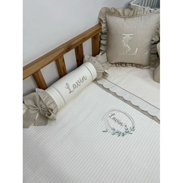 Pike takımı 5 parça krem örgü pike - Bej İsviçre Keten 11