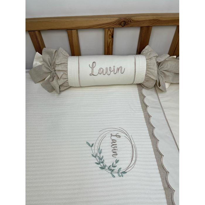 Pike takımı 5 parça krem örgü pike - Bej İsviçre Keten 11