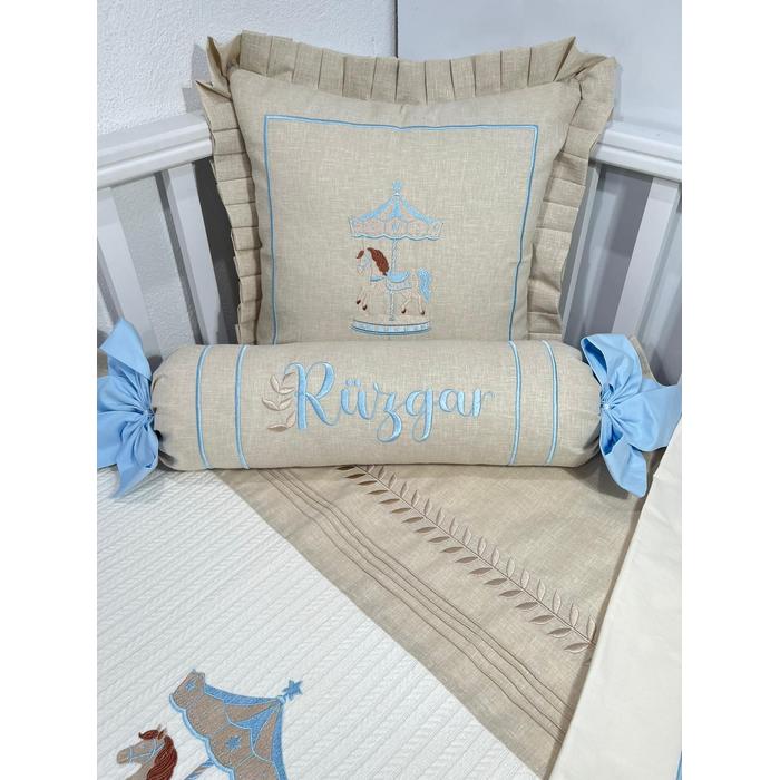 Pike takımı 5 parça krem örgü pike - bej isviçre keteni 29