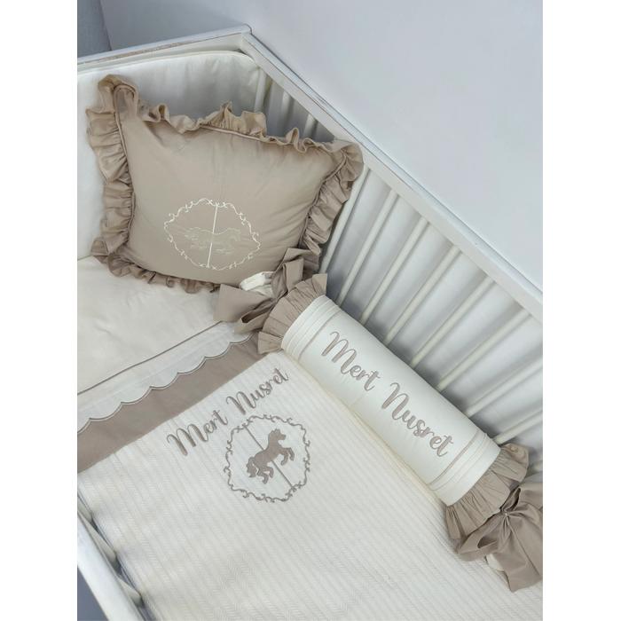 Pike takımı 5 parça krem örgü pike - bej poplin 8