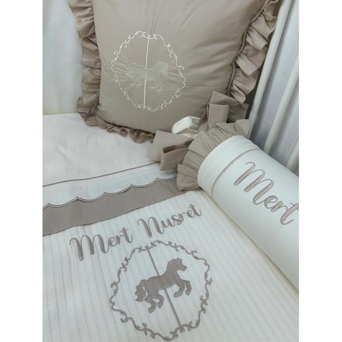 Pike takımı 5 parça krem örgü pike - bej poplin 8