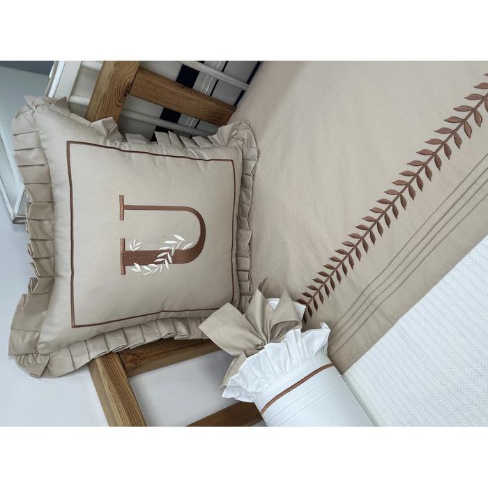 Pike takımı 5 parça beyaz örgü pike - bej poplin 5