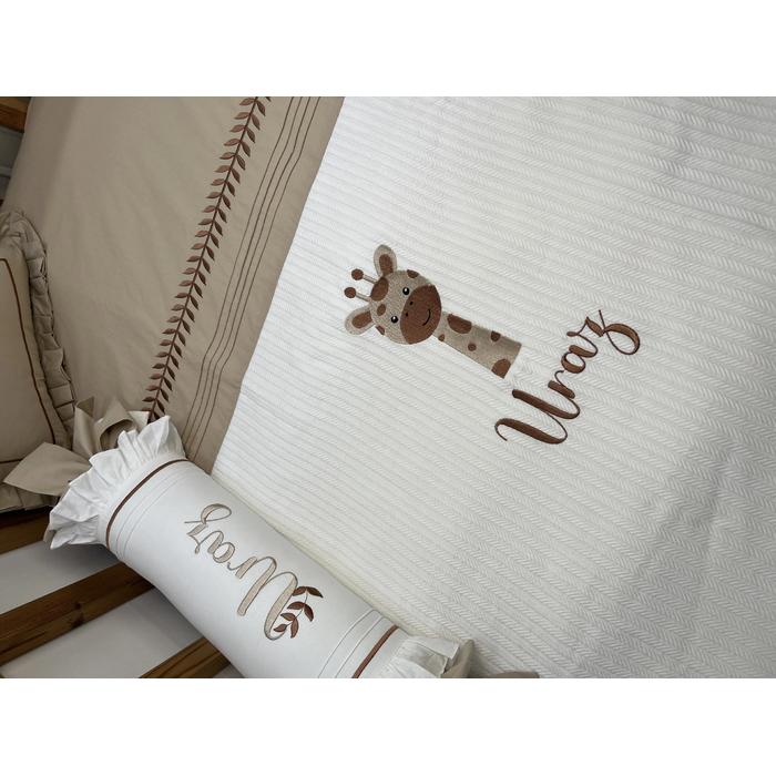 Pike takımı 5 parça beyaz örgü pike - bej poplin 5