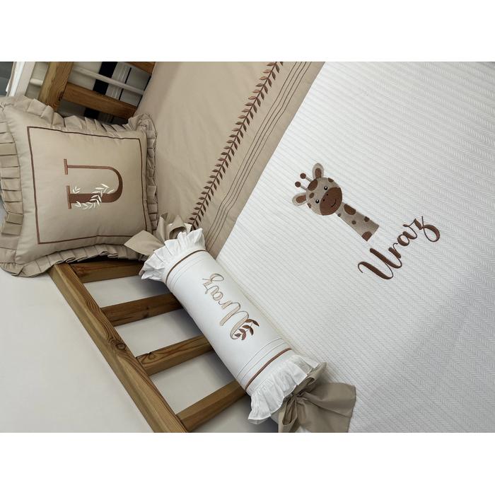 Pike takımı 5 parça beyaz örgü pike - bej poplin 5