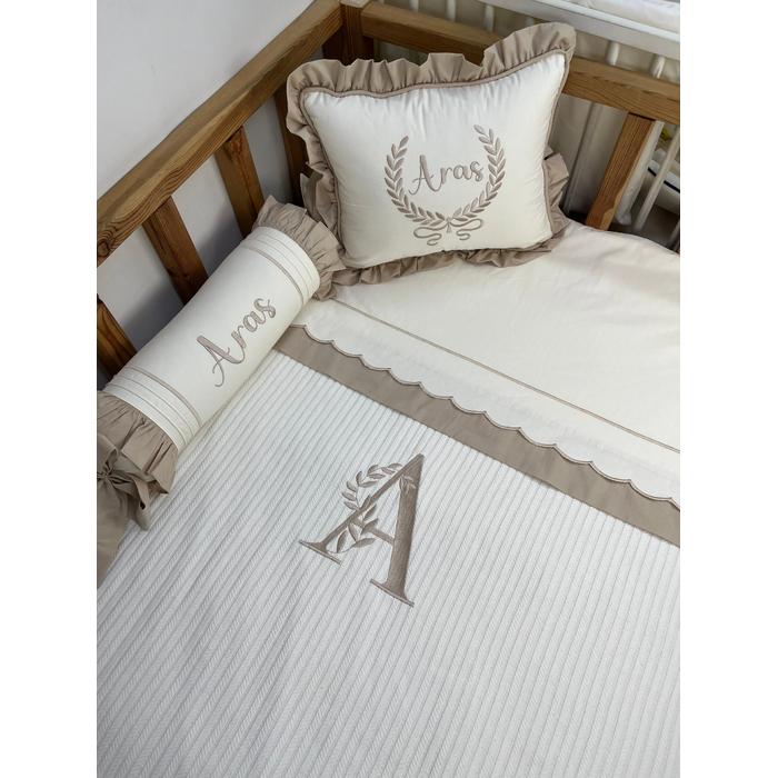 Pike takımı 5 parça krem örgü pike - bej poplin 9