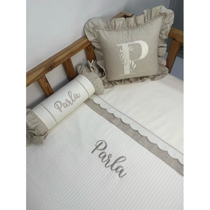 Pike takımı 5 parça krem örgü pike - Bej İsviçre Keten 10