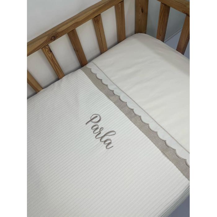 Pike takımı 5 parça krem örgü pike - Bej İsviçre Keten 10