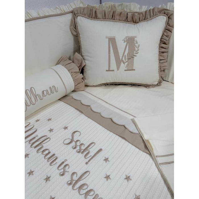 Pike takımı 5 parça krem örgü pike - krem poplin 11