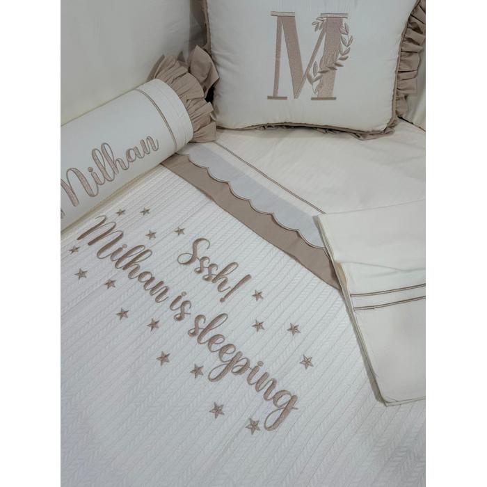 Pike takımı 5 parça krem örgü pike - krem poplin 11