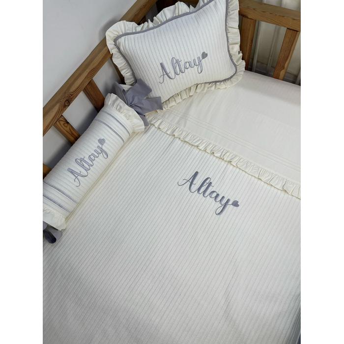 Pike takımı 5 parça krem örgü pike - krem poplin 10