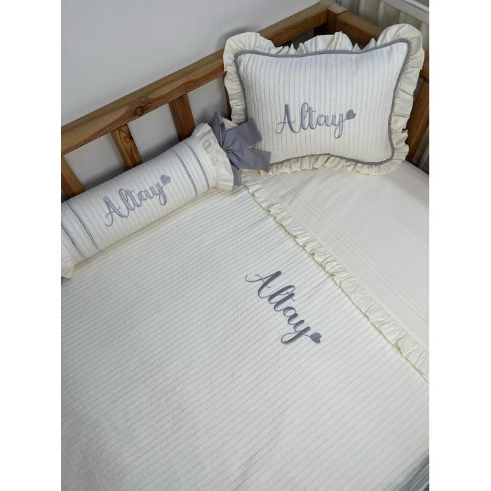 Pike takımı 5 parça krem örgü pike - krem poplin 10