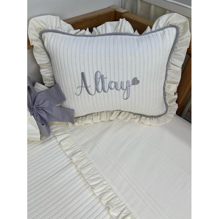 Pike takımı 5 parça krem örgü pike - krem poplin 10