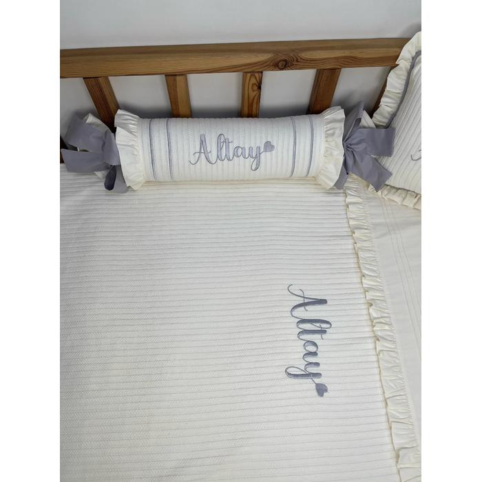 Pike takımı 5 parça krem örgü pike - krem poplin 10