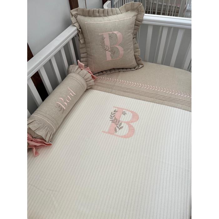 Pike takımı 5 parça krem örgü pike -bej  isviçre keteni 26